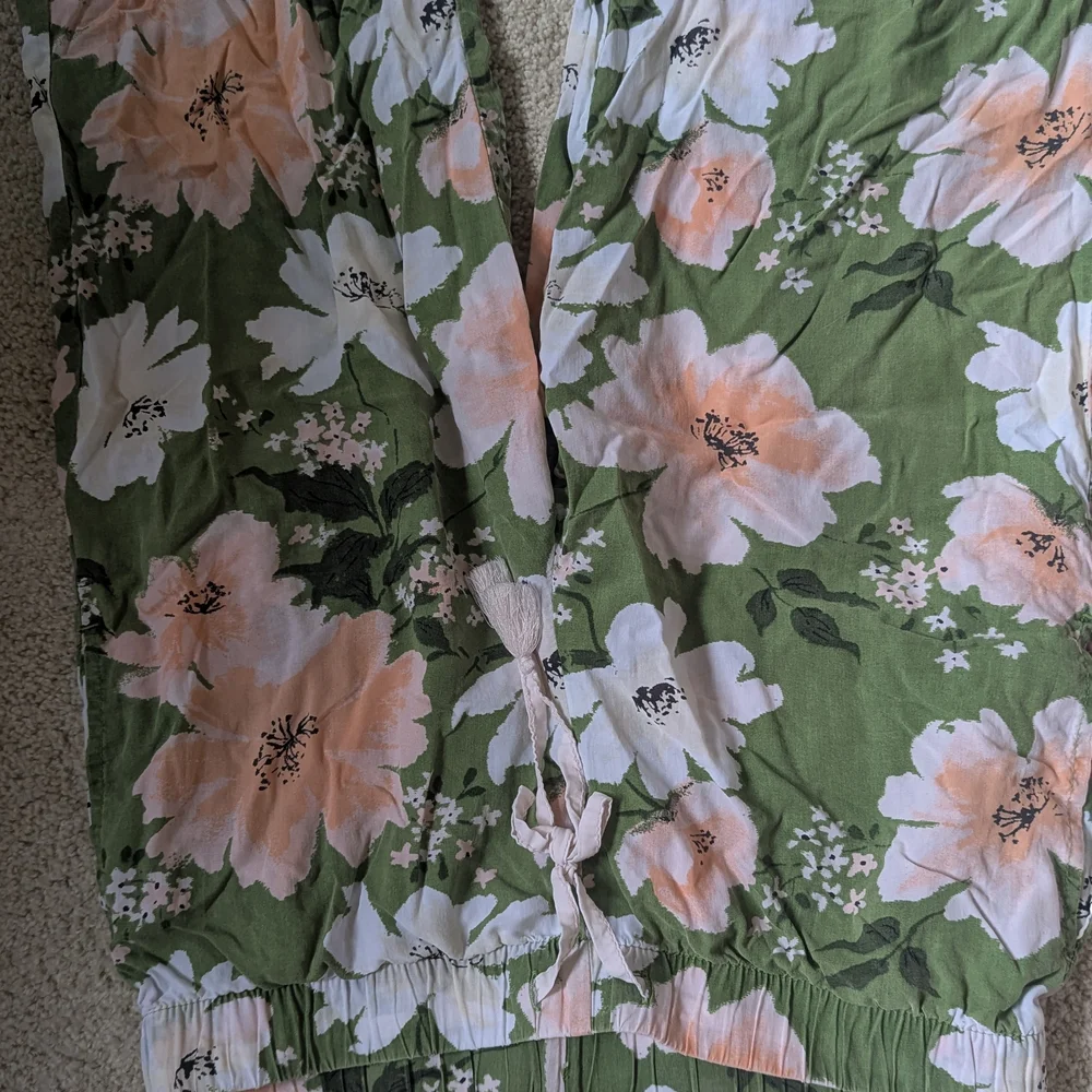 Gilligan & O'Malley Floral Pajama Pants - Green and Pink - Picture 2 of 7